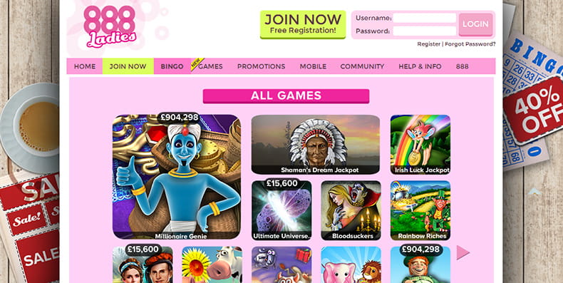 All the Games at 888 Ladies' Website