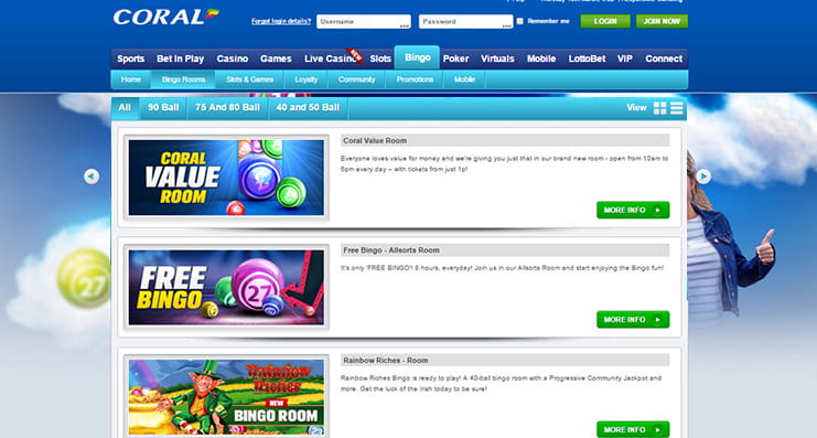 Plenty of bingo options on Coral