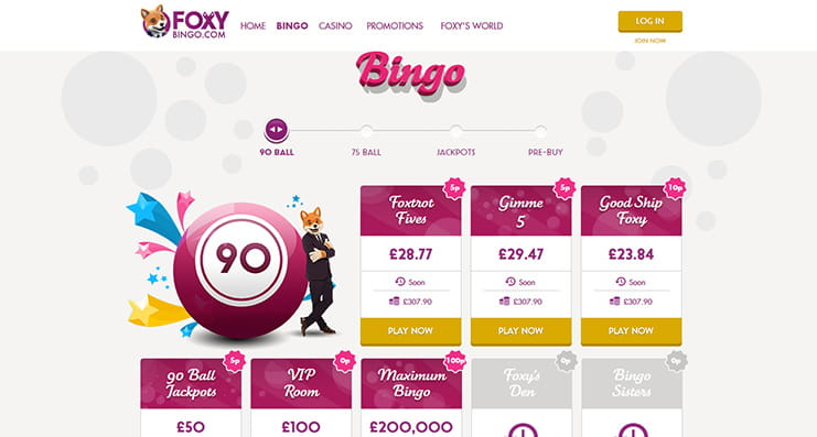 The lobby at Foxy Bingo is clean and modern