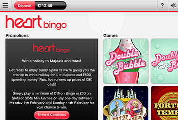Looking at the mobile site: Heart Bingo