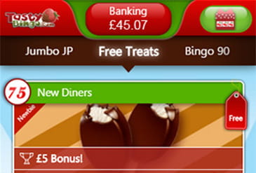 The mobile version of Tasty Bingo