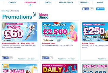 View of the desktop version of Moon Bingo