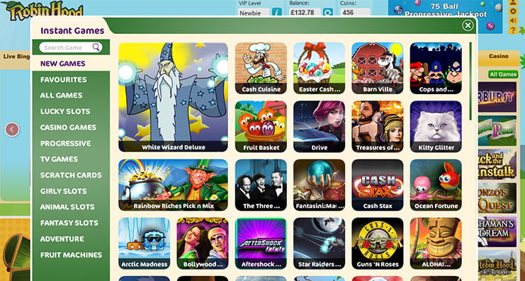 Robin Hood Bingo features many popular slots